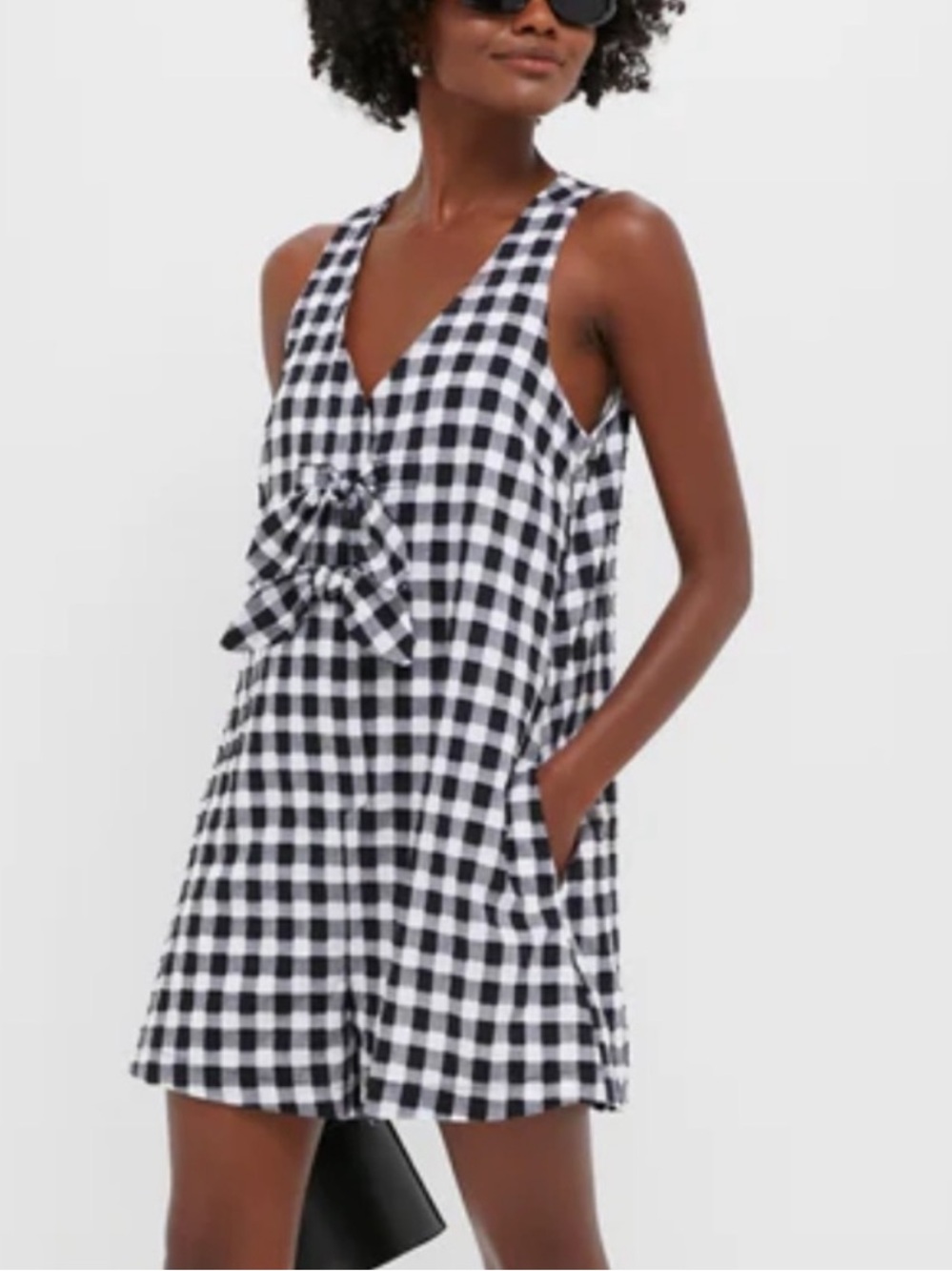 Tuckernuck Black and White Gingham V-Neck Sleeveless Dress